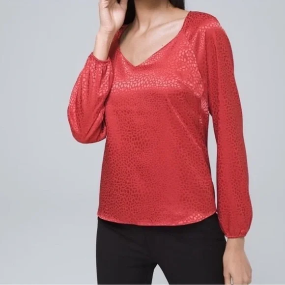 White House Black Market Jacquard Fire Quartz Blouse - Size XL - Picture 1 of 4